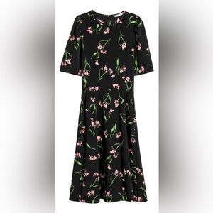 H&M Black Floral Midi Dress